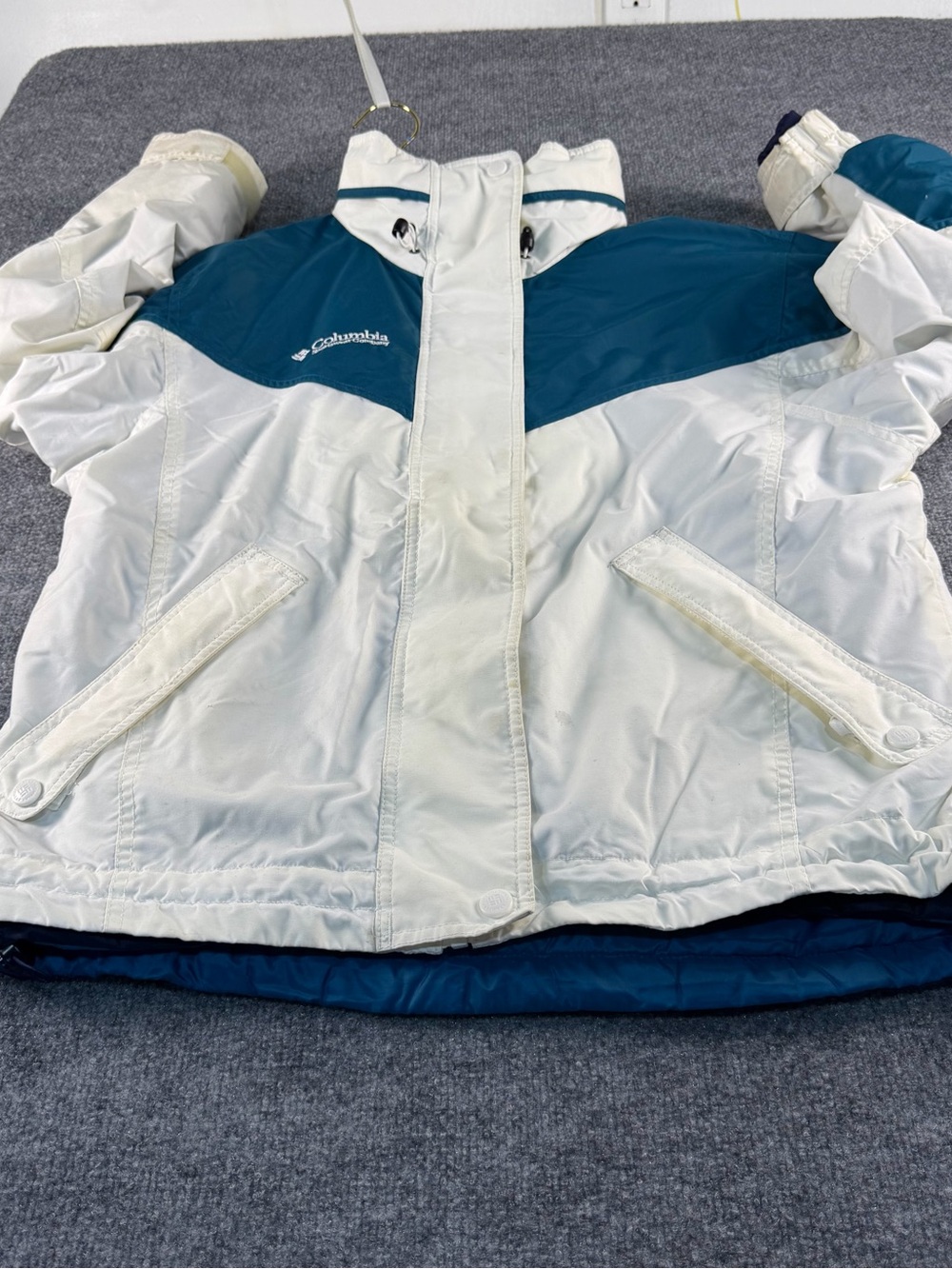 Columbia Teal and White Bomber Jacket